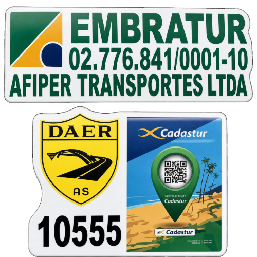 Identificações Cadastur, Embratur e DAER fornecidas pela Afiper Transportes